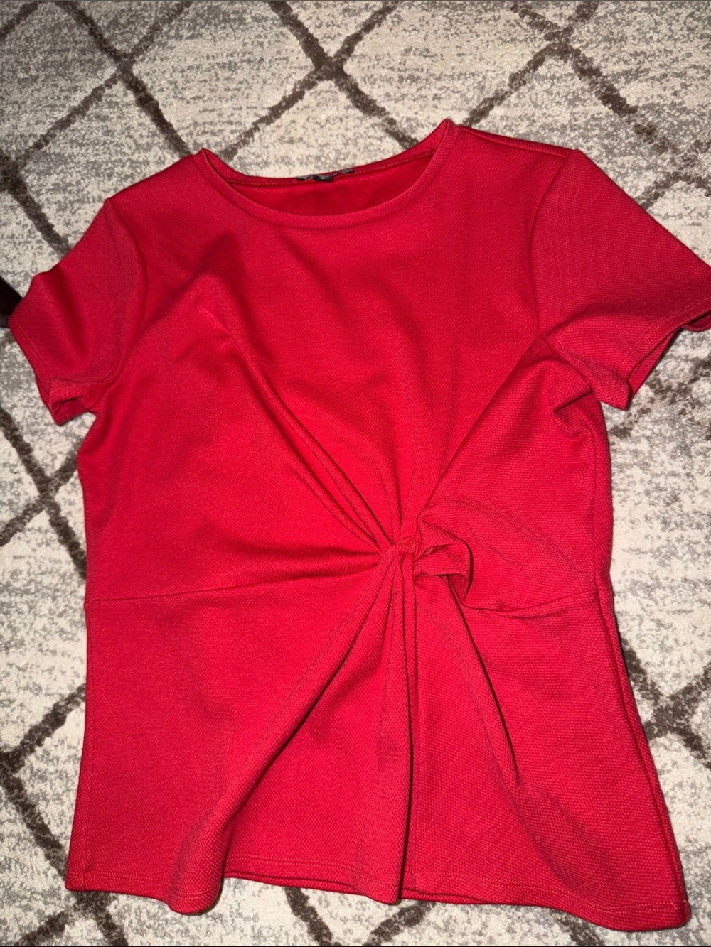 Express Red Short Sleeve Twist-Detail Tee